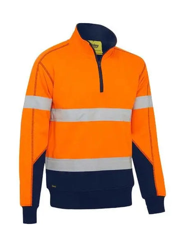 Bisley Taped Hi Vis 1/4 Zip Fleece Pullover With Sherpa Lining BK6987T - City Workwear
