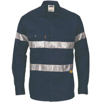 Dnc Workwear Hi-vis Cool-breeze Long Sleeve Cotton Shirt With Generic Reflective Tape - 3967 - City Workwear