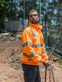 Bisley X Taped Hi Vis 1/4 Zip Pullover Vic Rail Orange BK6814XT - City Workwear