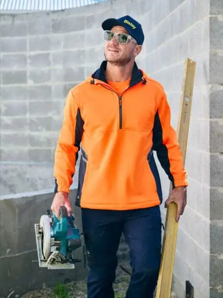 Bisley Workwear Hi Vis Water Repellent Fleece Hoodie BK6571 - City Workwear