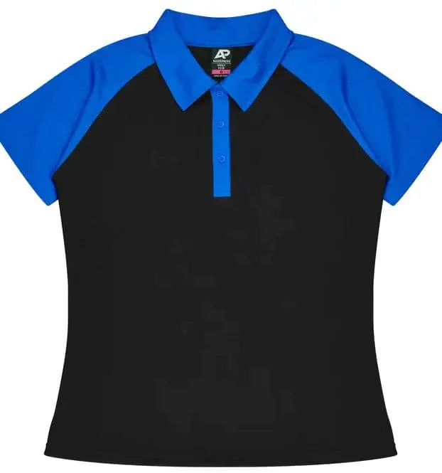 Aussie Pacific Manly Lady Polos 2318  Aussie Pacific BLACK/ELECTRIC ROYAL 6 
