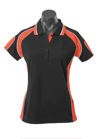 Aussie Pacific Ladies Murray Polo Shirt 2300 Casual Wear Aussie Pacific Black/Orange/White 8 