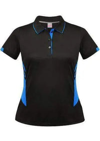 Aussie Pacific Ladies Tasman Polo Shirt 2311 Casual Wear Aussie Pacific Black/Cyan 6 