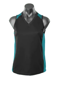 Aussie Pacific Premier Ladies Singlet 2101 Casual Wear Aussie Pacific Black/Teal 8 