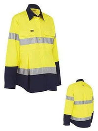 Bisley Workwear Work Wear Yellow/Navy / 8 Bisley Workwear 3M Taped Hi Vis Maternity Drill Shirt