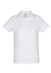 Biz Care Casual Wear White/Silver / 8 Biz Collection Academy Ladies Polo P012LS