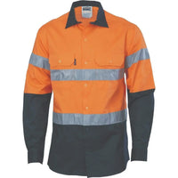 DNC Workwear Work Wear Orange/Navy / XS DNC WORKWEAR Hi-Vis D/N 2 Tone Drill Shirt 3536