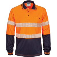 DNC Workwear Work Wear Orange/Navy / XS DNC WORKWEAR Hi-Vis Segment Taped Micromesh Long Sleeve Polo 3513