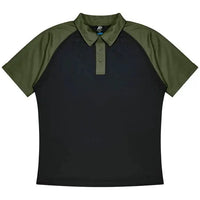 Aussie Pacific Manly Mens Polo 1318  Aussie Pacific BLACK/ARMY GREEN S 