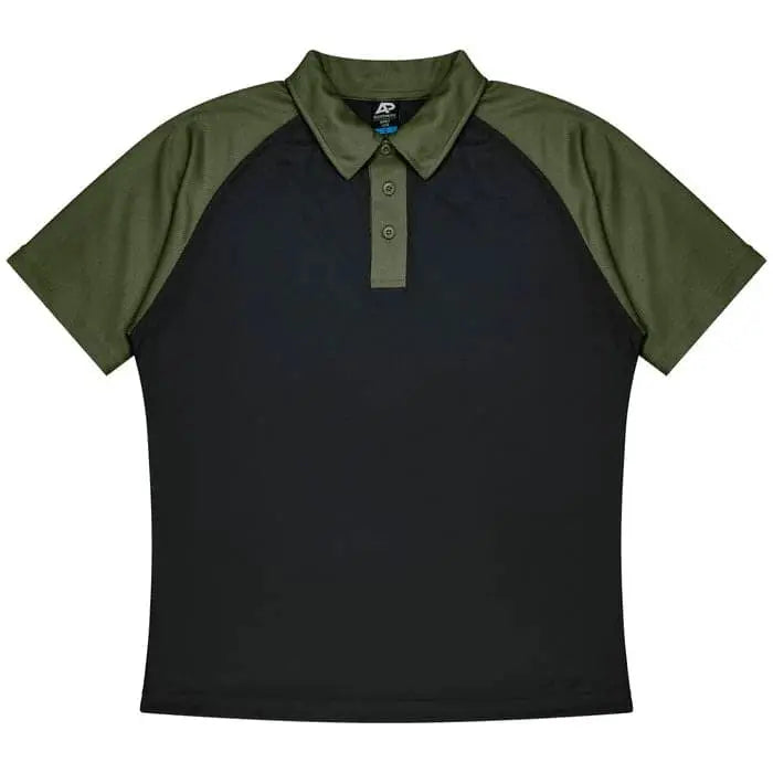 Aussie Pacific Manly Kids Polo Shirt 3318  Aussie Pacific BLACK/ARMY GREEN 4 