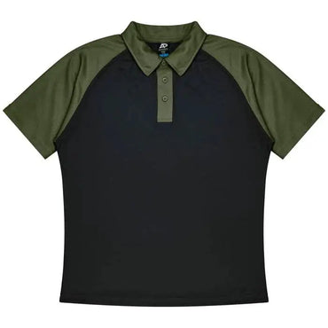 Aussie Pacific Manly Kids Polo Shirt 3318  Aussie Pacific BLACK/ARMY GREEN 4 