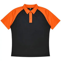 Aussie Pacific Manly Kids Polo Shirt 3318  Aussie Pacific BLACK/ELECTRIC ORANGE 4 