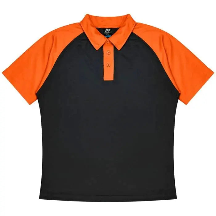 Aussie Pacific Manly Kids Polo Shirt 3318  Aussie Pacific BLACK/ELECTRIC ORANGE 4 