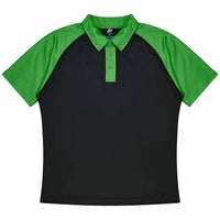 Aussie Pacific Manly Kids Polo Shirt 3318  Aussie Pacific BLACK/KAWA GREEN 4 