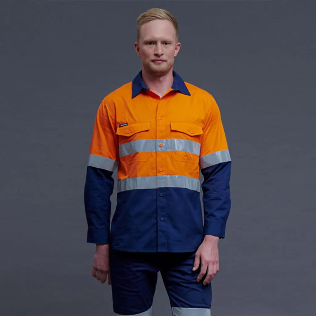 KingGee WorkCool 2 Hi Vis Reflective Long Sleeve Work Shirt K54880 - City Workwear
