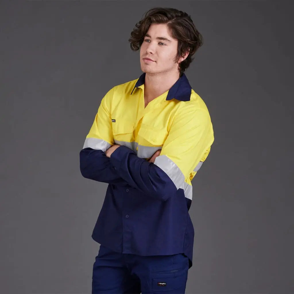KingGee WorkCool 2 Hi Vis Reflective Long Sleeve Work Shirt K54880 - City Workwear