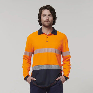 Hard Yakka Men's Long Sleeve Taped Polo Shirt Y19619 - City Workwear